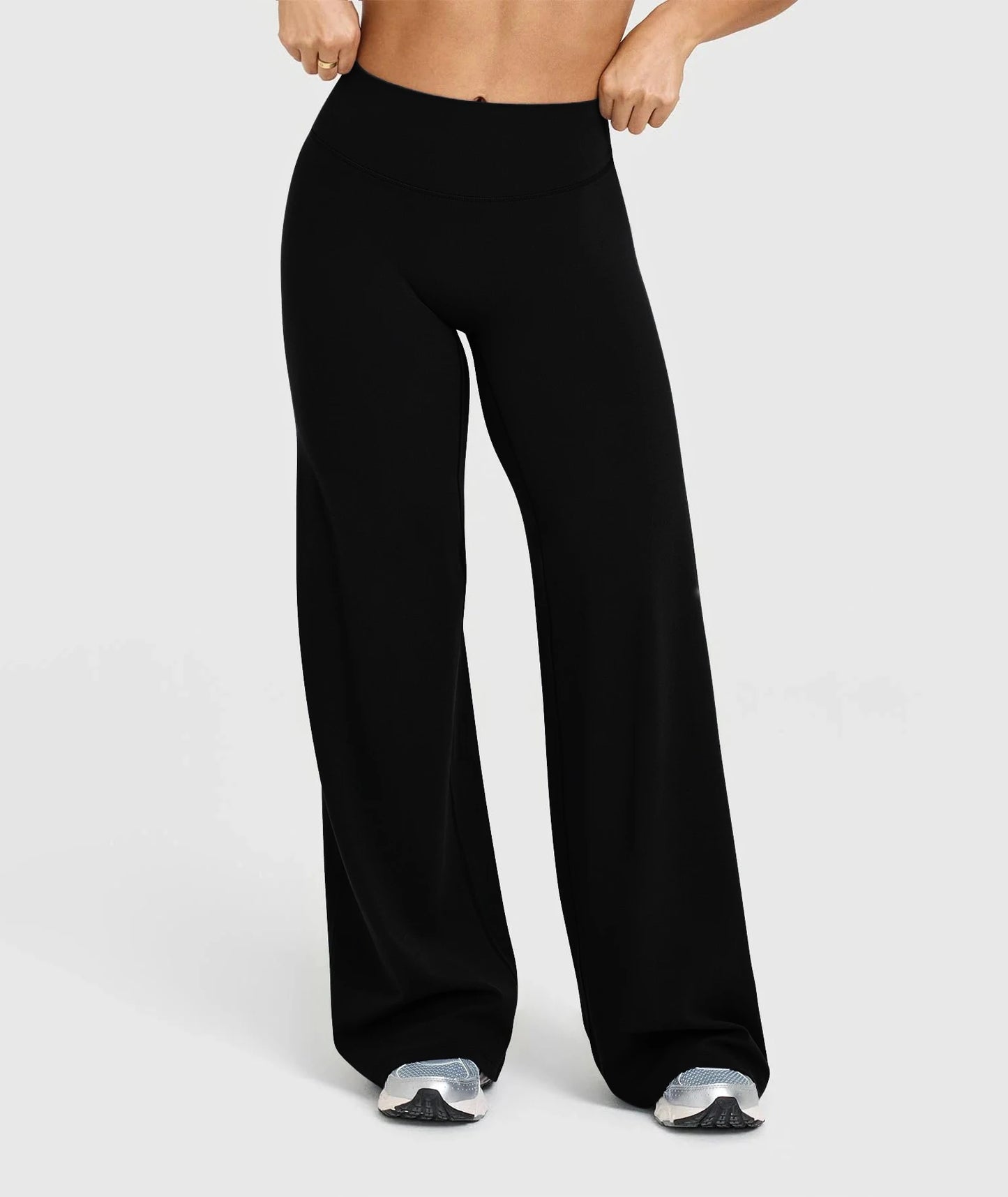 High Waisted Wide Leg Yoga Pants Women Butt Lift Coffee Brown Workout Trousers Flare Leggings Tummy Control Gym Fitness Wear